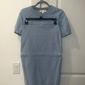 Micheal Kors light blue sweater pencil skirt.